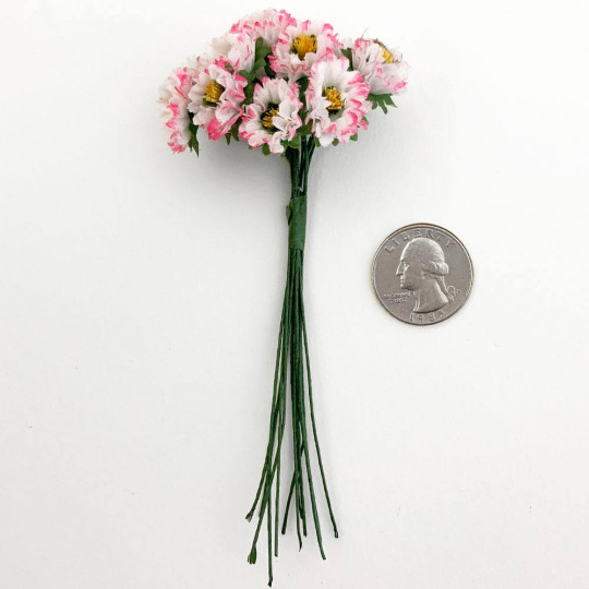 12 Pink and White Flowers for Spring Crafts ~ 1/2" across